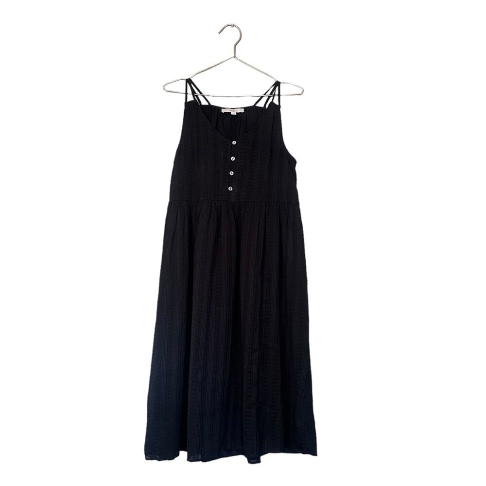 Loft black strappy midi button dress size medium - Picture 2 of 9
